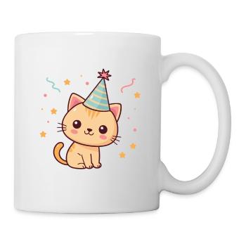 Chaton festif au chapeau bleu - Mug blanc - blanc - Droite