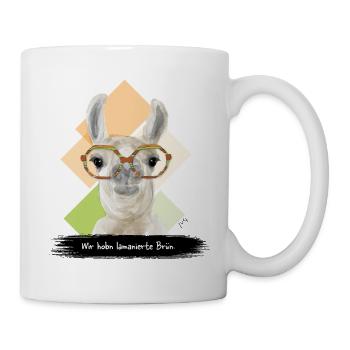 JvG Lama "Wir hobn lamanierte Brün." - Tasse - Weiß - Rechts