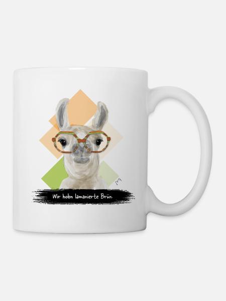 JvG Lama "Wir hobn lamanierte Brün." - Tasse - Weiß