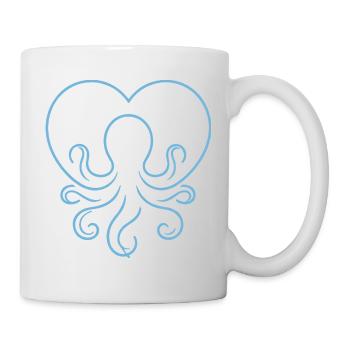 Art de ligne Heart Octopus - Mug blanc - blanc - Droite