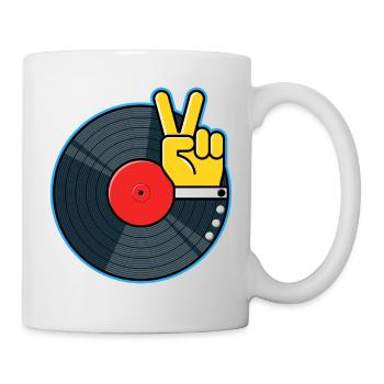 Vinyl Album with Hand Showing Peace Sign - Mug - white - Right