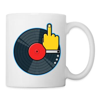 Album vinyle avec la main montrant le majeur - Mug blanc - blanc - Droite