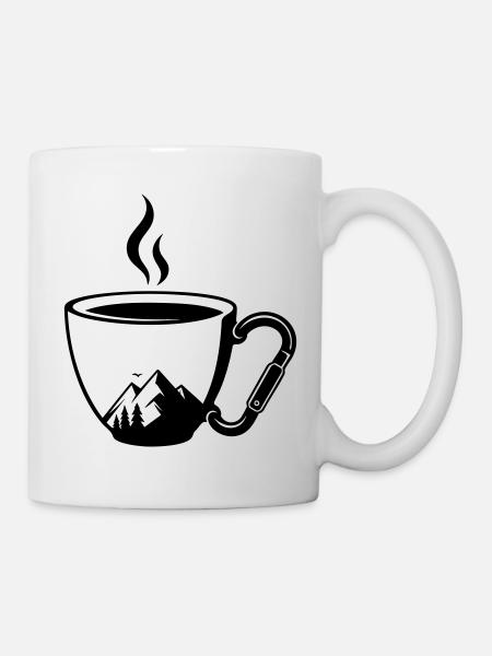 Coffee Cup Carabiner Mountains Outdoor - Mug - white