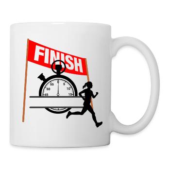 Zielzeit der weiblichen Läuferin – Rennrekord - Tasse - Weiß - Rechts