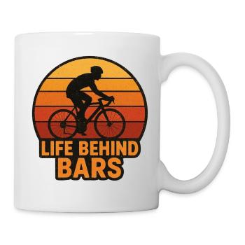 Life Behind Bars – Radfahrer Silhouette - Tasse - Weiß - Rechts