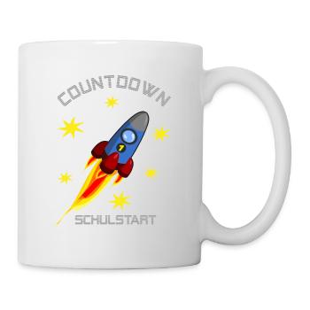 Rakete mit gelben Sternen - Countdown Schulstart - Tasse - Weiß - Rechts