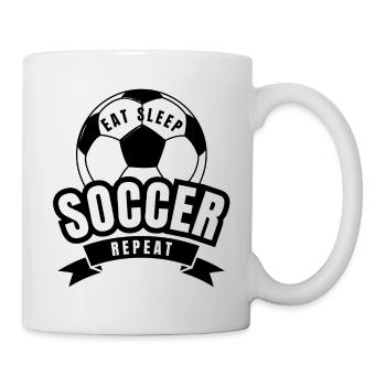 EAT SLEEP SOCCER REPEAT  - Mug - white - Right