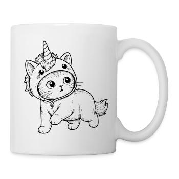 Kätzchen im Einhorn-Kapuzenanzug - Tasse - Weiß - Rechts