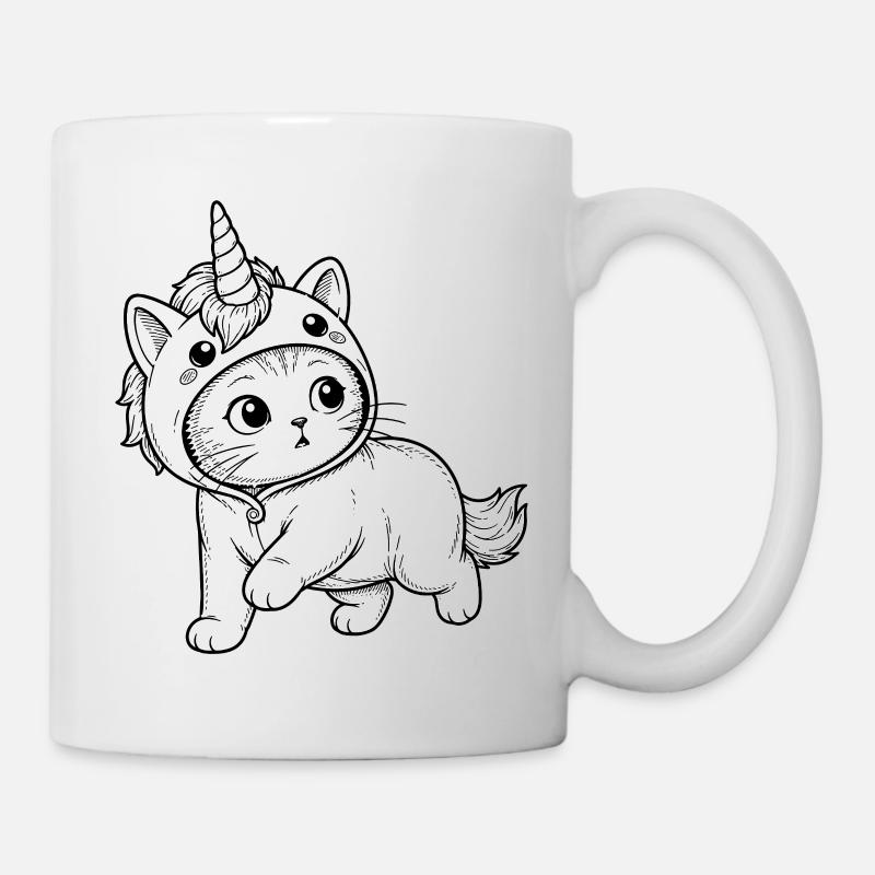 Chaton en costume à capuche de licorne - Mug blanc - blanc