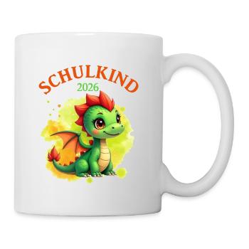 Süßer Drache Schulkind 2026 - grün orange - Tasse - Weiß - Rechts