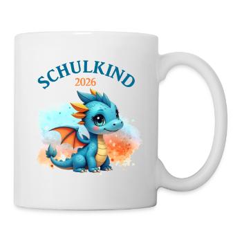 Süßer Drache Schulkind 2026 - blau orange - Tasse - Weiß - Rechts