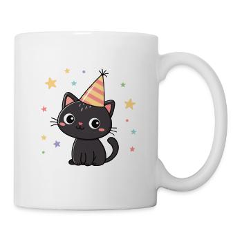 Black Cat Party and Stars - Mug - white - Right