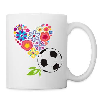 Blumenherz mit Fußball - Tasse - Weiß - Rechts