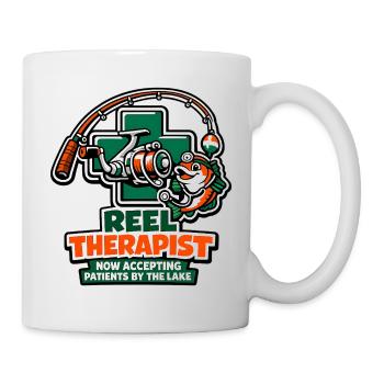 Reel Therapist: Fishing on the lake - Mug - white - Right