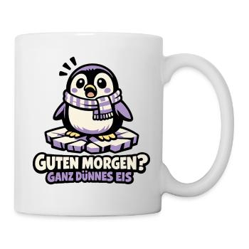Guten Morgen Pinguin auf Eis - Tasse - Weiß - Rechts