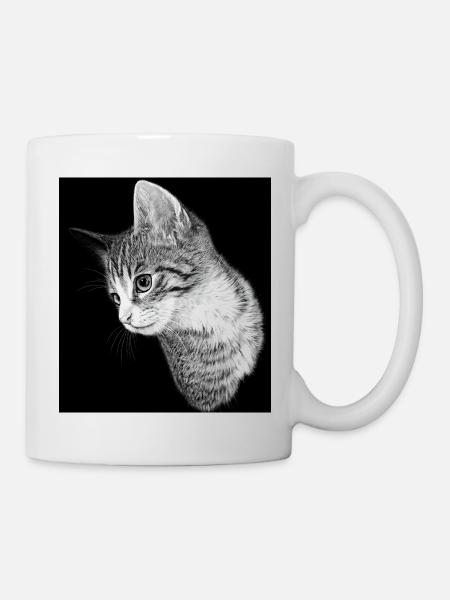 Cat silhouette in black and white - Mug - white