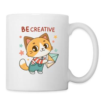 Chat créatif et enveloppe colorée - Mug blanc - blanc - Droite