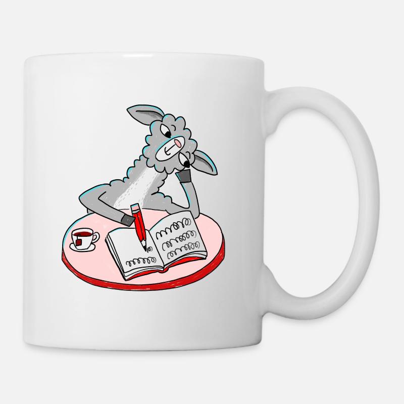 Lama schreibt Tagebuch - Tasse - Weiß