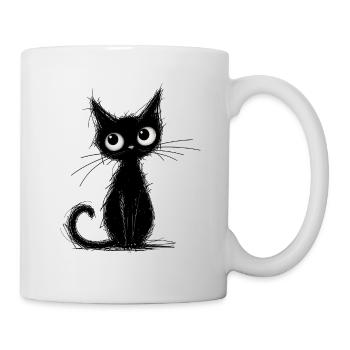 Minimalist Black Cat in Ink - Mug - white - Right