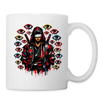 Ninja dans l’ombre avec un œil sombre - Mug blanc - blanc - Droite