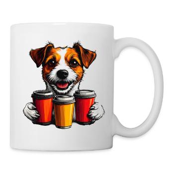 Fröhlicher Hund mit Kaffeebecher Trio - Tasse - Weiß - Rechts