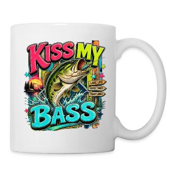 Kiss My Bass Neon Splash - Tasse - Weiß - Rechts