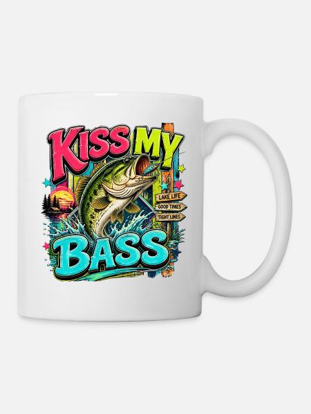 Kiss My Bass Neon Splash - Tasse - Weiß