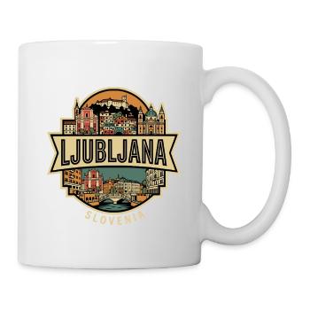 Ljubljana Vintage Skyline Badge - Mug - white - Right