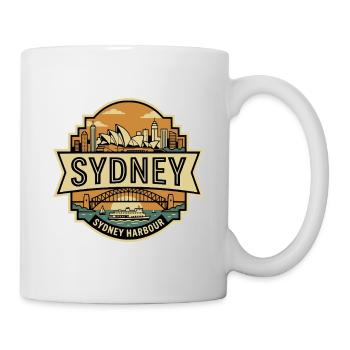 Sydney Harbour Skyline Retro-Abzeichen - Tasse - Weiß - Rechts