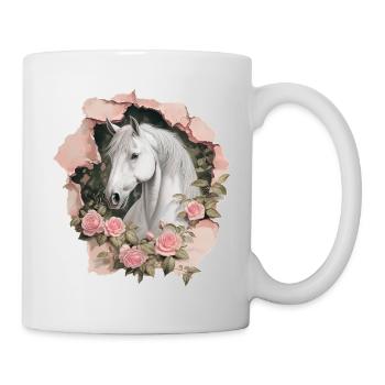Pferd mit Rosen - Tasse - Weiß - Rechts