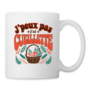 J'peux pas j'ai cueillette champignons - Mug blanc - blanc - Droite