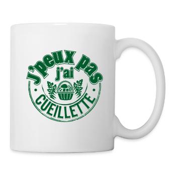 Grünes Blumenkorbabzeichen - Tasse - Weiß - Rechts