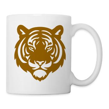 Tiger's Head Silhouette in Ochre - Mug - white - Right