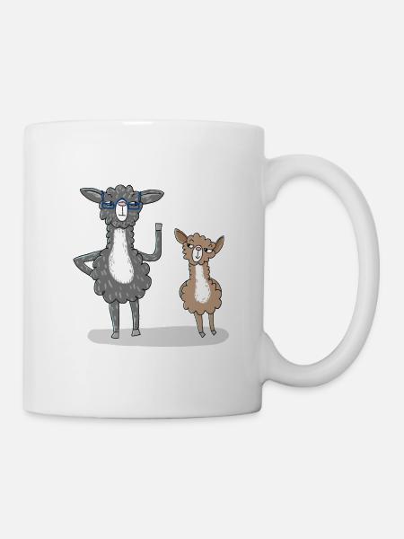 Lama Duo - Experte und Anfänger lernen voneinander - Tasse - Weiß