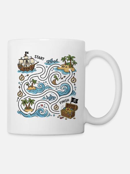 Treasure Route Pirate Island Map - Mug - white