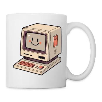 Retro computer kawaii smile - Mug - white - Right