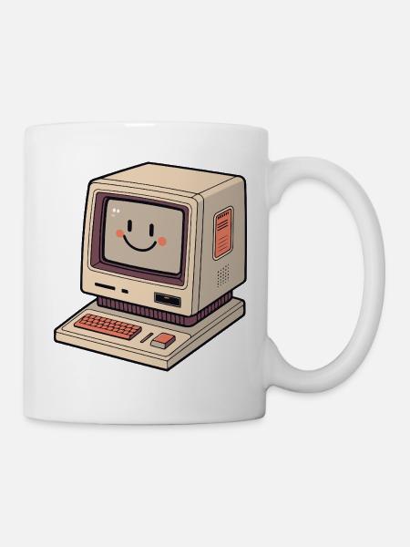 Retro-Computer-Kawaii-Lächeln - Tasse - Weiß