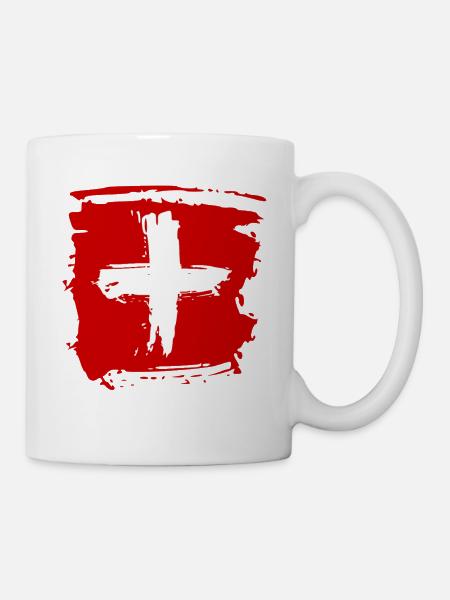 SCHWEIZ SWISS SWITZERLAND EUROPA SPORT FAN - Mug - white