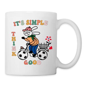 Hase mit Fahrrad Fußball - Tasse - Weiß - Rechts