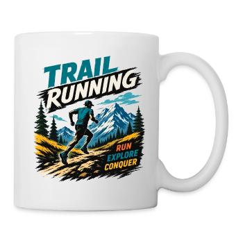 Course en sentier. Cours. Explorez. Conquérir - Mug blanc - blanc - Droite