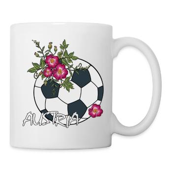 Fußball mit Rosen Österreich - Tasse - Weiß - Rechts