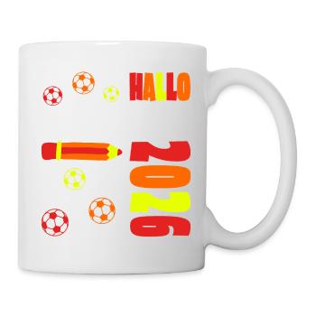Hallo Grundschule 2026 Fußball neon - Tasse - Weiß - Rechts