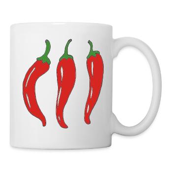 Drei rote Chilischoten Illustration - Tasse - Weiß - Rechts