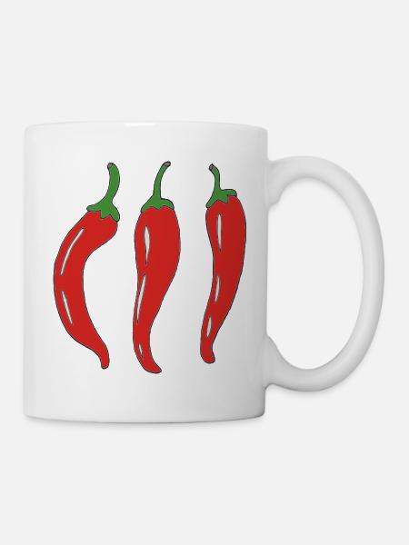 Three Red Chili Peppers Illustration - Mug - white