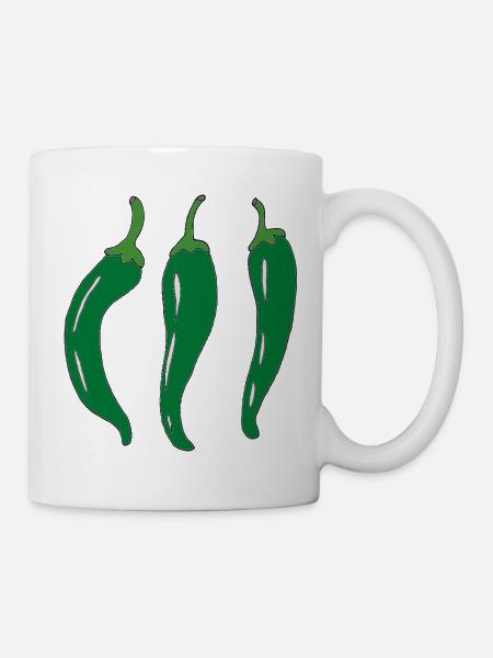Drei Grüne Chilischoten - Tasse - Weiß