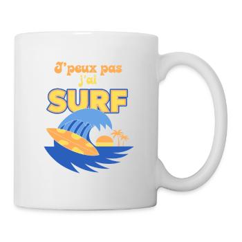 Surf ensoleillé: plage et palmier - Mug blanc - blanc - Droite