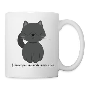 Frühmorgens noch wach Katze Schlafstörungen - Tasse - Weiß - Rechts