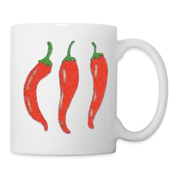 Dreifache Chili Grafik impressionismus - Tasse - Weiß - Rechts