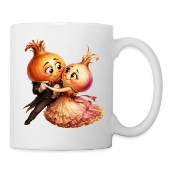 Zwiebeln tanzend - Tasse - Weiß - Rechts