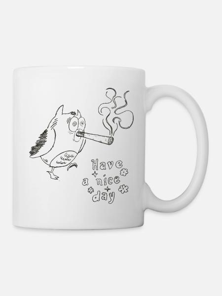 Verwirrte Eule– Have a Nice Day - Tasse - Weiß